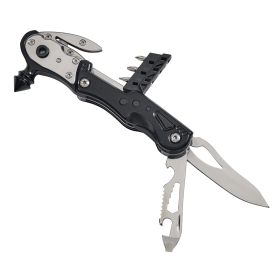 Black Glass Breaker with Multi Tools, 6"L