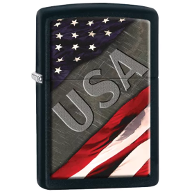 Zippo USA Flag Red Line - Black Matte