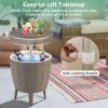 Outdoor Cooler Bar Table with Telescopic Tabletop for Beer and Wine