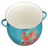 Vintage Floral 12-Quart Enamel on Steel Stock Pot