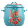 Vintage Floral 12-Quart Enamel on Steel Stock Pot