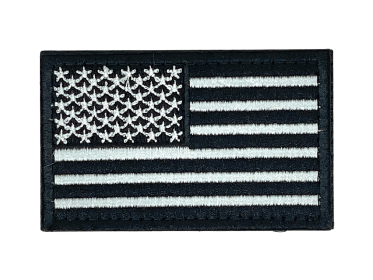 Tactical USA Flag Patch with Detachable Backing (Color: Black & White)