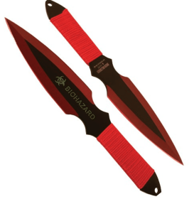 2 Piece Throwing Knife BioHazard (Color: Red)