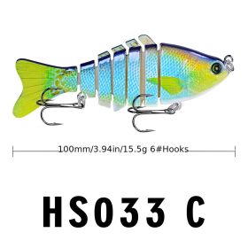 Funpesca 10cm 15.61g Hard Plastic 3d Bionic Eyes Freshwater Saltwater Bass Top Water Jointed Fish Lures (Color: Color C)