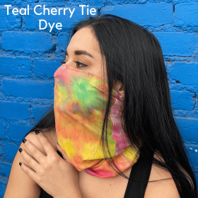 Sports Neck Gaiter Face Mask for Outdoor Activities (Color: Teal Cherry Tie Die)