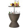 Patio 8 Gallon Patio Rattan Cooler Bar Table With Adjust Ice Bucket